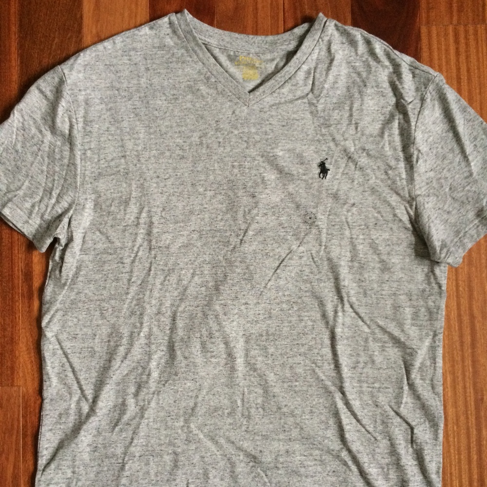 Men's Polo Ralph Lauren V neck t shirt  Gray  NWT